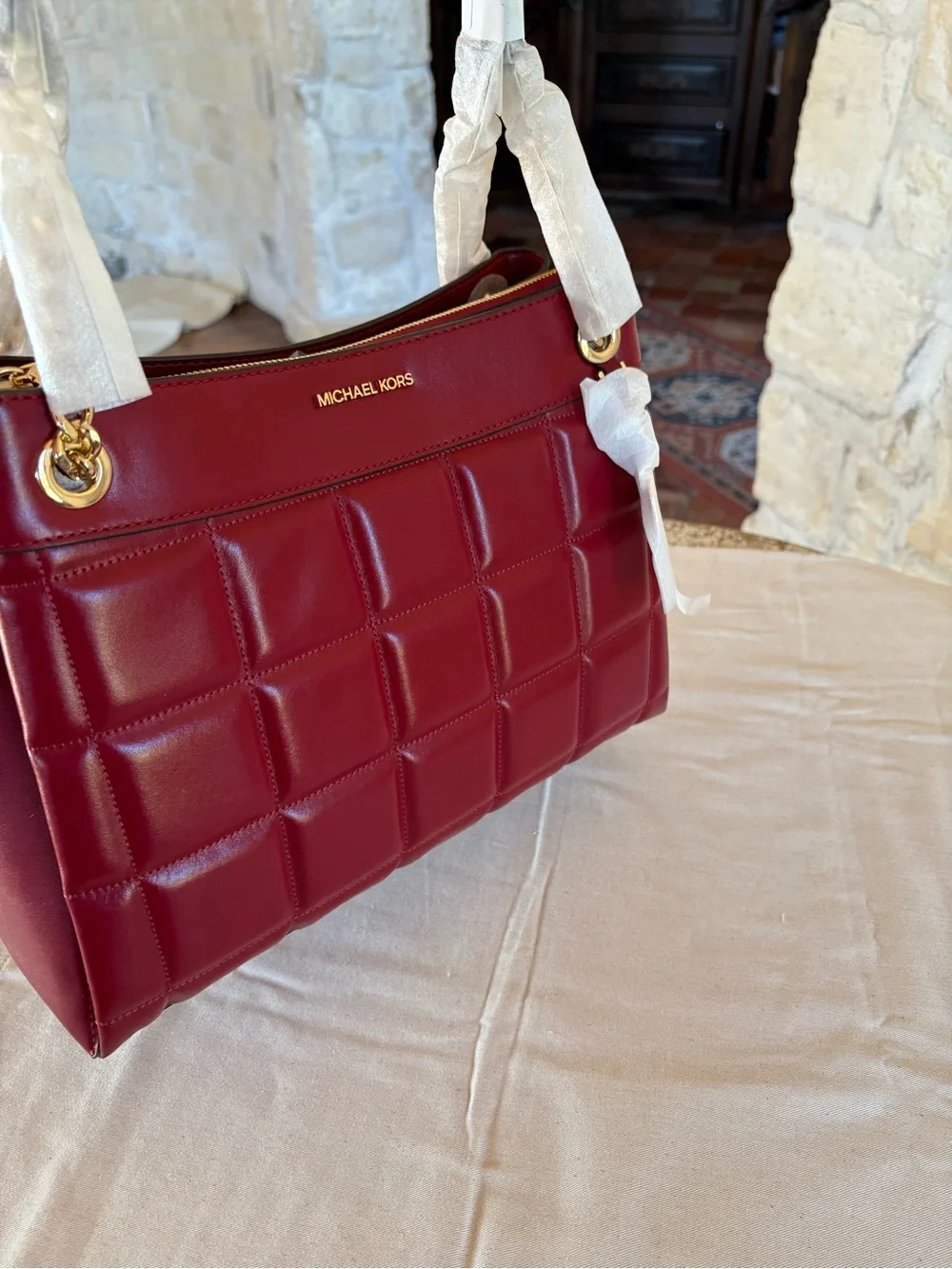 Michael Kors Quilted Shoulder Bag - Burgundy